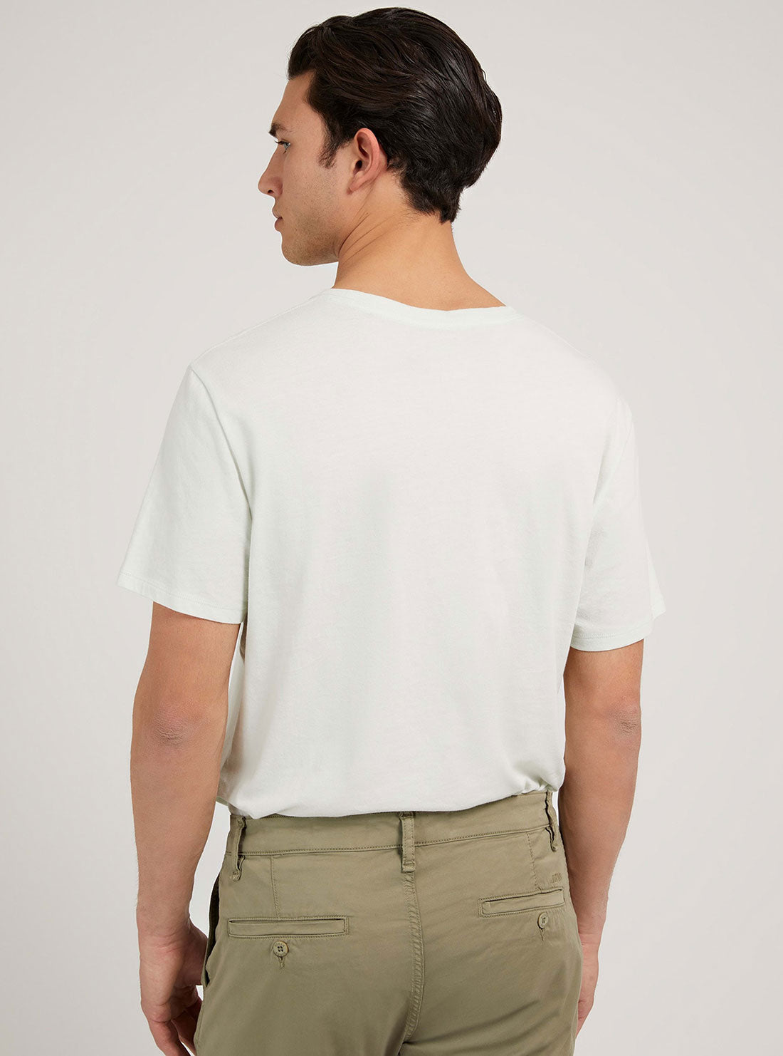 GUESS Mens Mist Blue Pima Logo Crew Neck Tee M82P64R7HD0 Back View