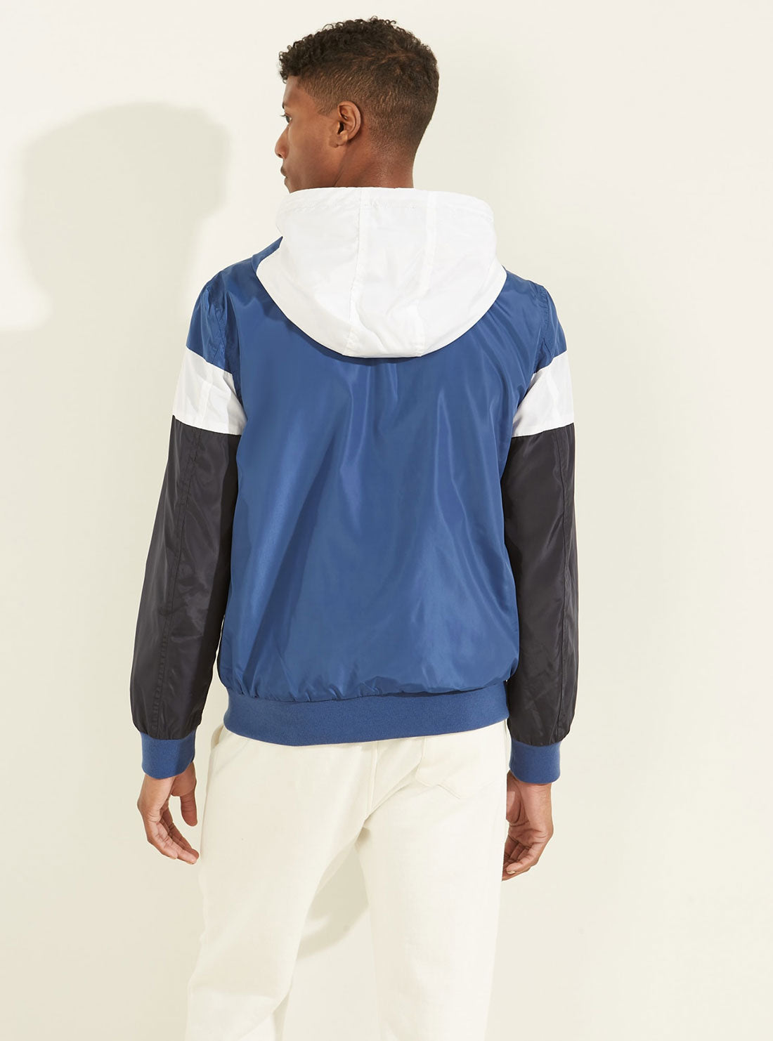 GUESS Mens Blue Multi Logo Windbreaker Jacket Z2GL07WEM50 Back View