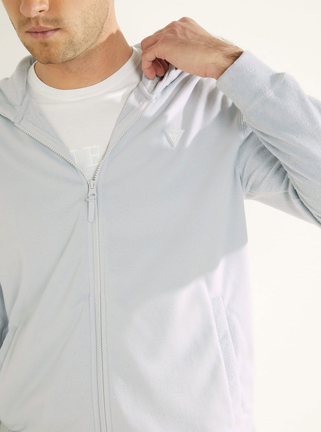 GUESS Mens Grey Mitchell Active Hoodie Z2GQ22SG00O Detail View