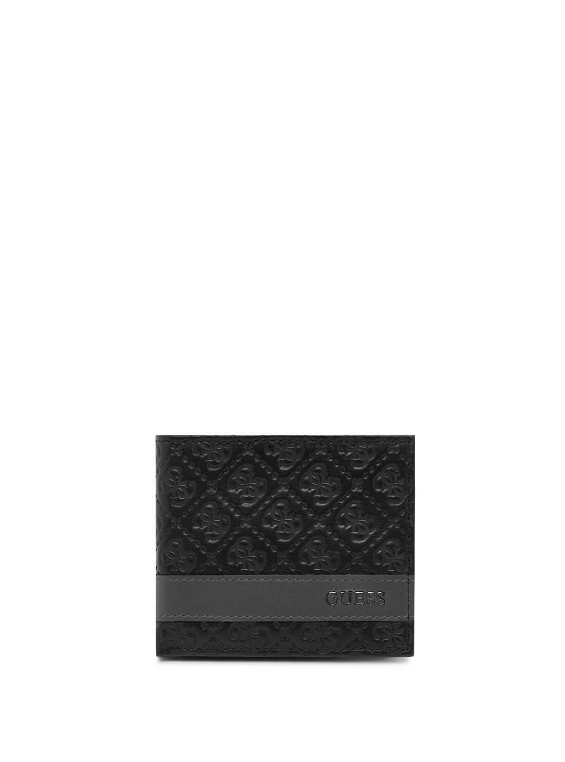 GUESS Men's Grey Black Mesa Quattro G Billfold Wallet 31GUE13215 Front View