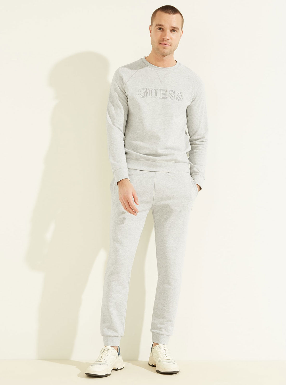 GUESS Mens Eco Grey Aldwin Active Logo Jumper Z2RQ19KAIJ1 Full View