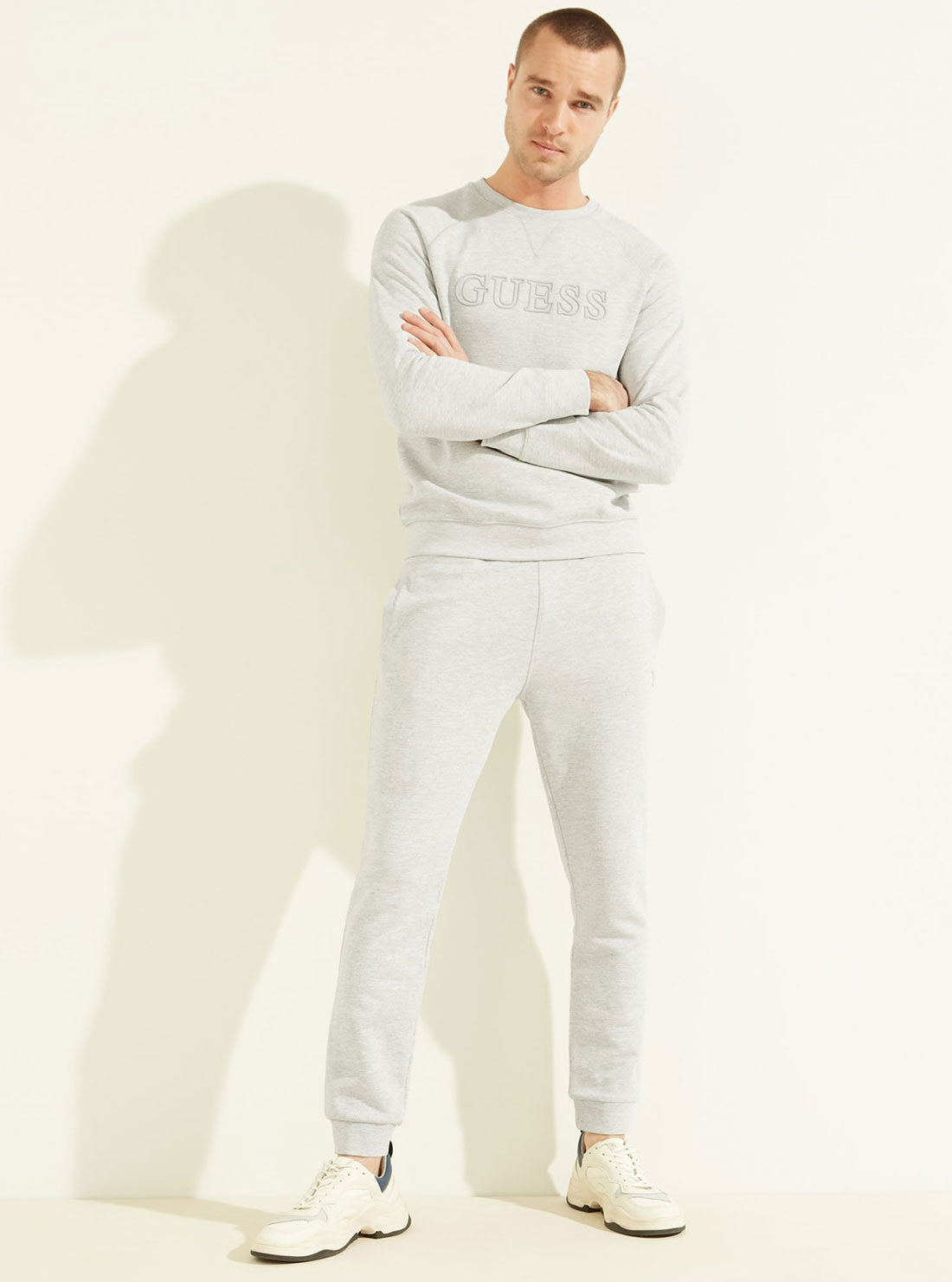 GUESS Mens  Eco Grey Aldwin Active Logo Trackpants Z2RB15KAIJ1 Full View
