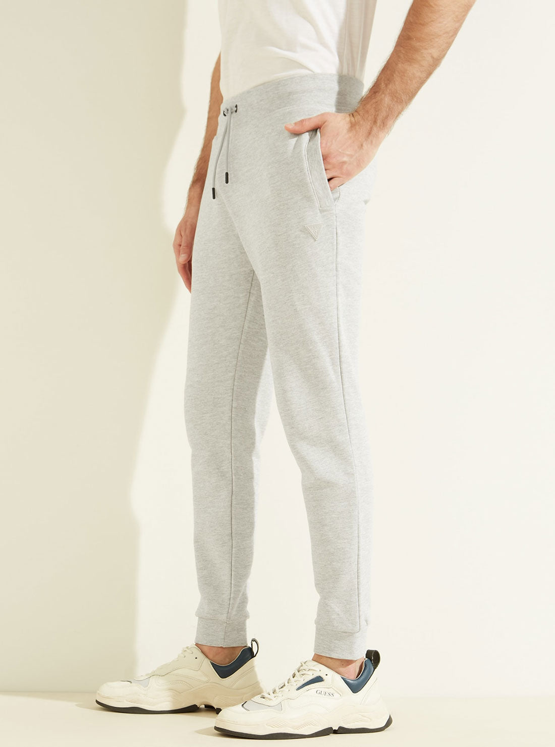 GUESS Mens  Eco Grey Aldwin Active Logo Trackpants Z2RB15KAIJ1 Side View