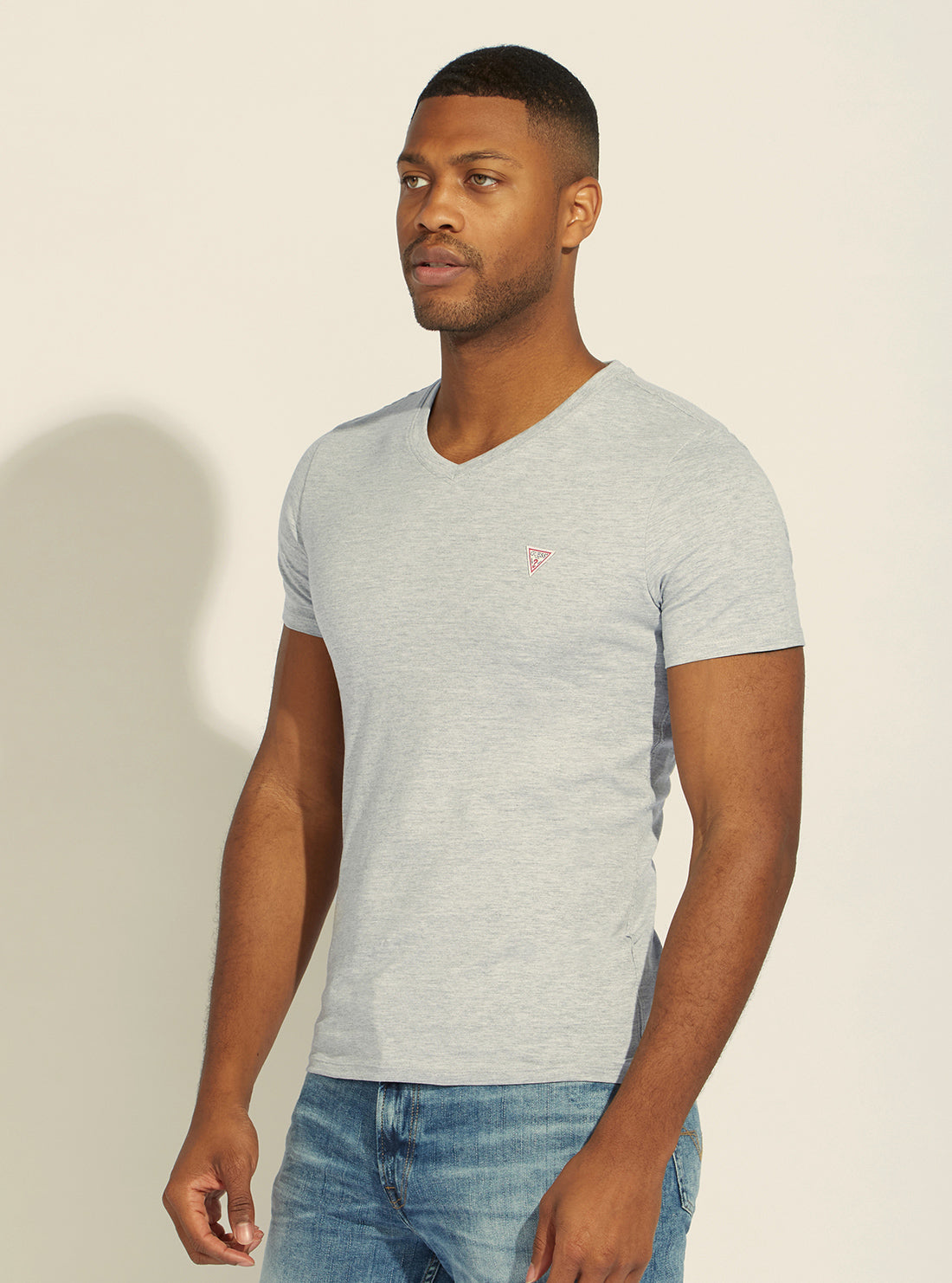 GUESS Mens Eco Grey V-Neck Basic T-Shirt M1RI37I3Z11 Side View