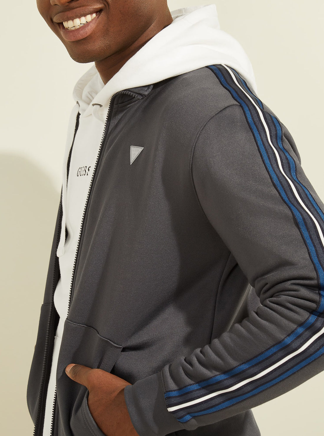 GUESS Mens  Grey Jeremy Active Zip Jacket Z2RQ00K7EX0 Detail View