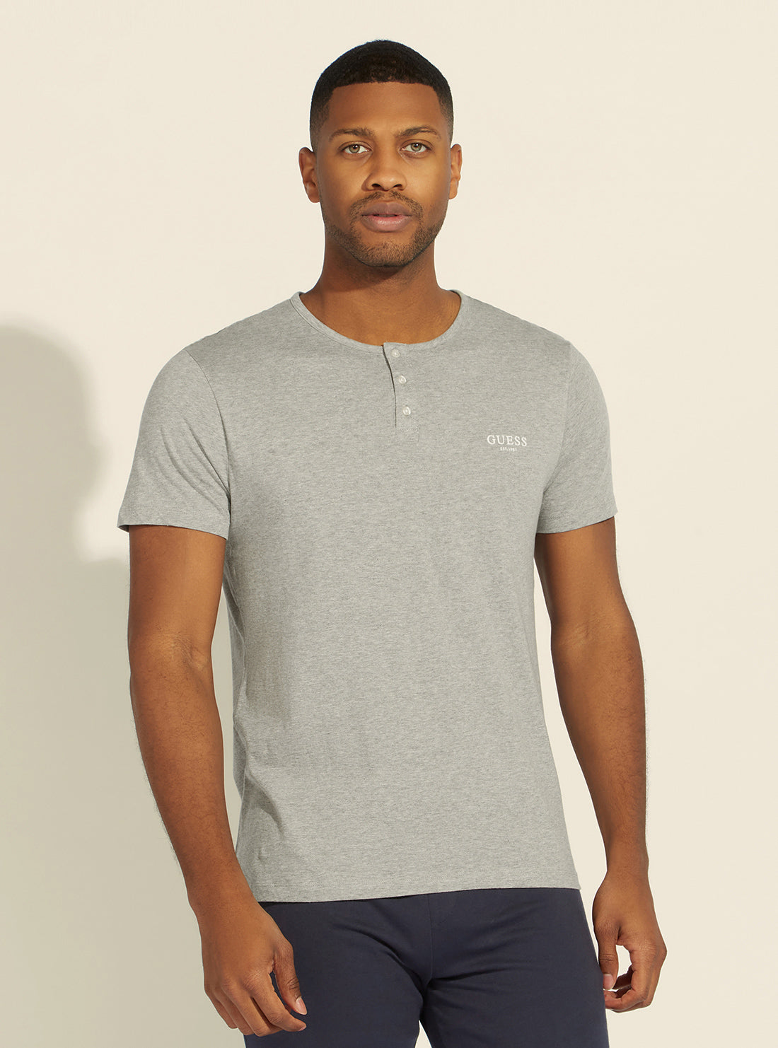 GUESS Mens Grey Logo Pyjama 2-Piece Set U2GX00JR018 Top View