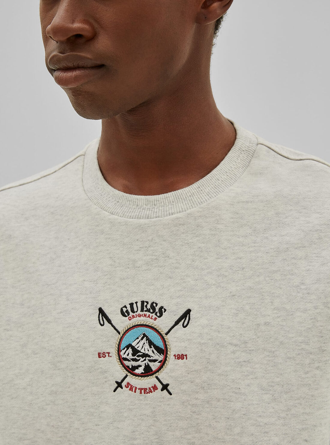 GUESS Mens GUESS Originals Grey Damon Vintage Jumper M1RP00K9YH4 Detail View