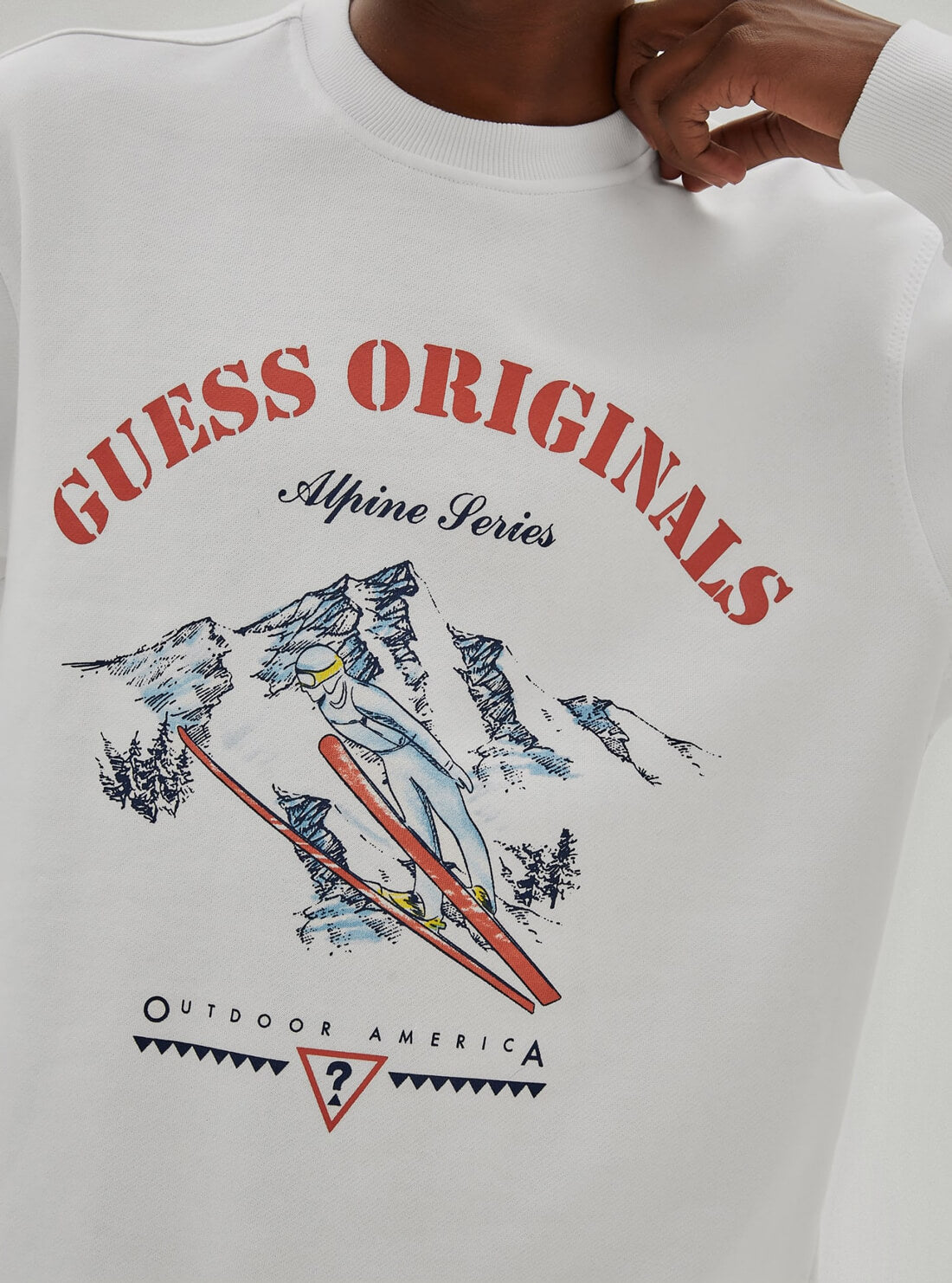 GUESS Mens GUESS Originals White Kace Vintage Ski Jumper M1RP00K9YH3 Detail View