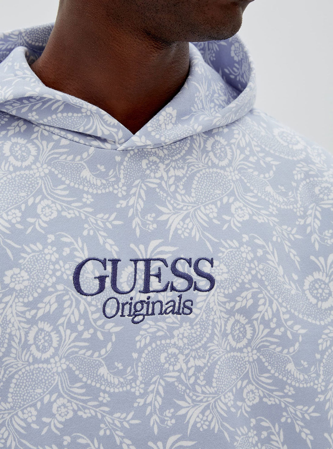 GUESS Mens GUESS Originals Blue Pearl Jensen Bandana Hoodie M2GQ05K9YH6 Detail View
