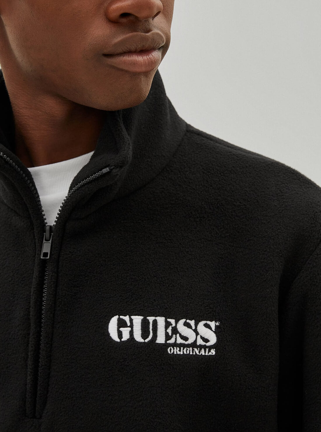 GUESS Mens GUESS Originals Black Robin Polar Fleece Jacket M1RQ05KAWV2 Detail View