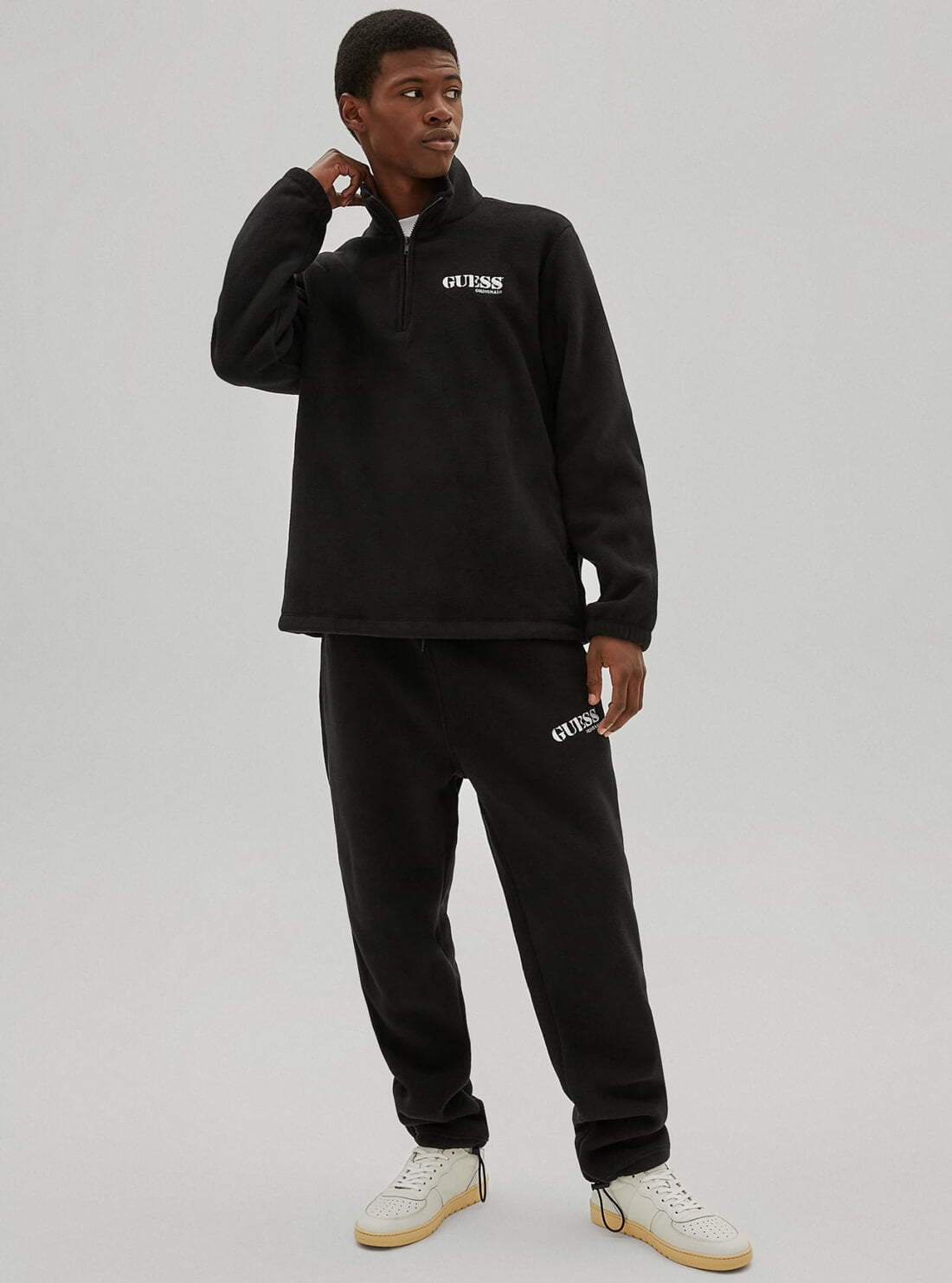 GUESS Mens GUESS Originals Black Robin Polar Fleece Jacket M1RQ05KAWV2 Full View