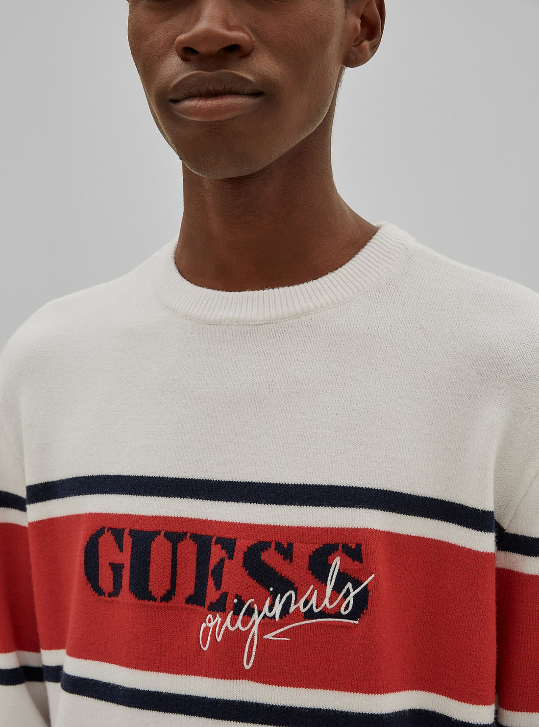 GUESS Mens Guess Originals Sandy Red Ace Logo Jumper M1RR10Z2K31 Detail View