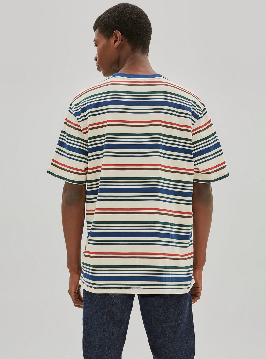 GUESS Mens GUESS Originals Orange Blue Shane Striped T-Shirt M1RP00KAAU1 Back View