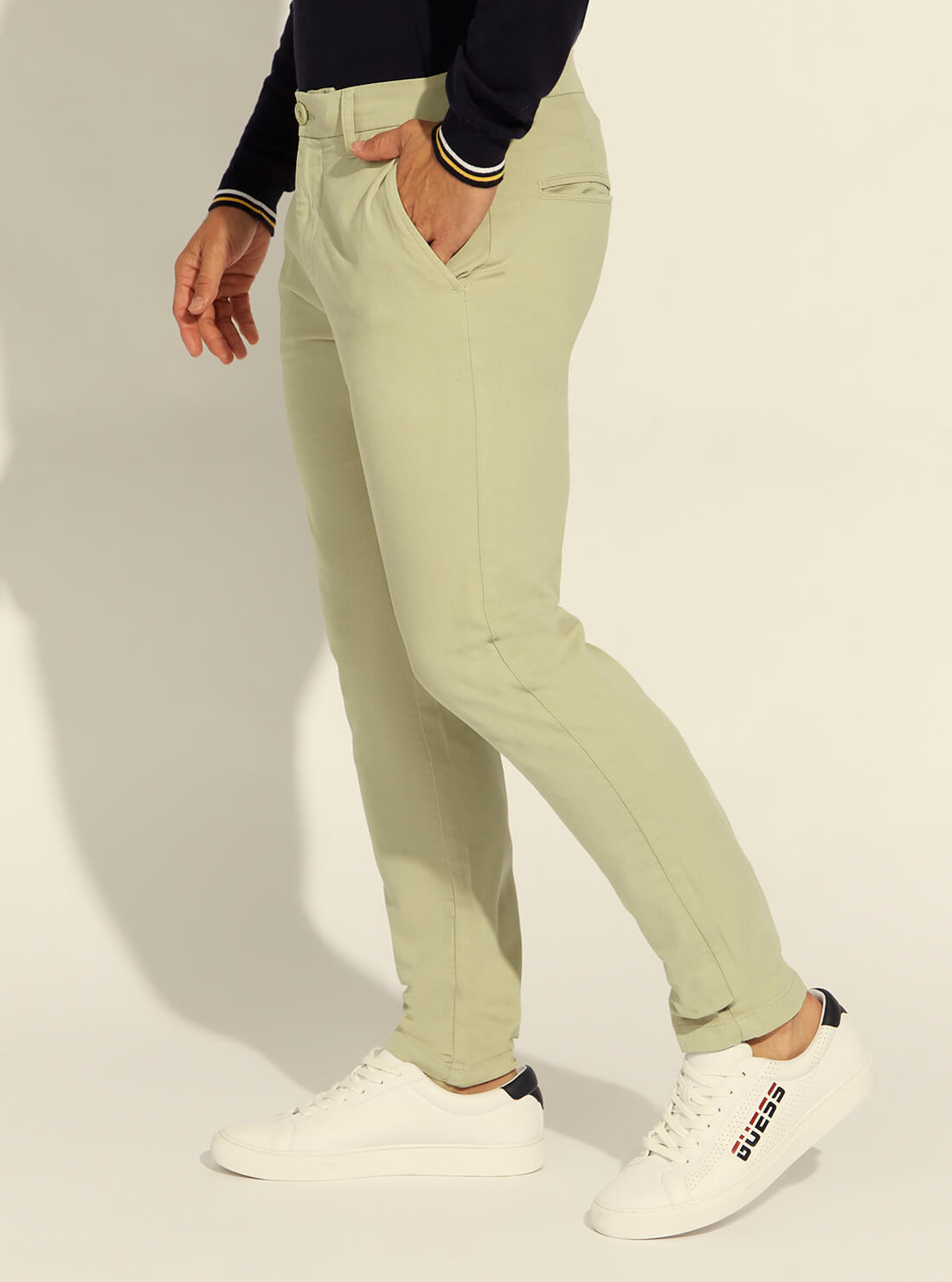 GUESS Mens Hazel Wood Beige Myron Pants M2RB26WEDW1 Side View