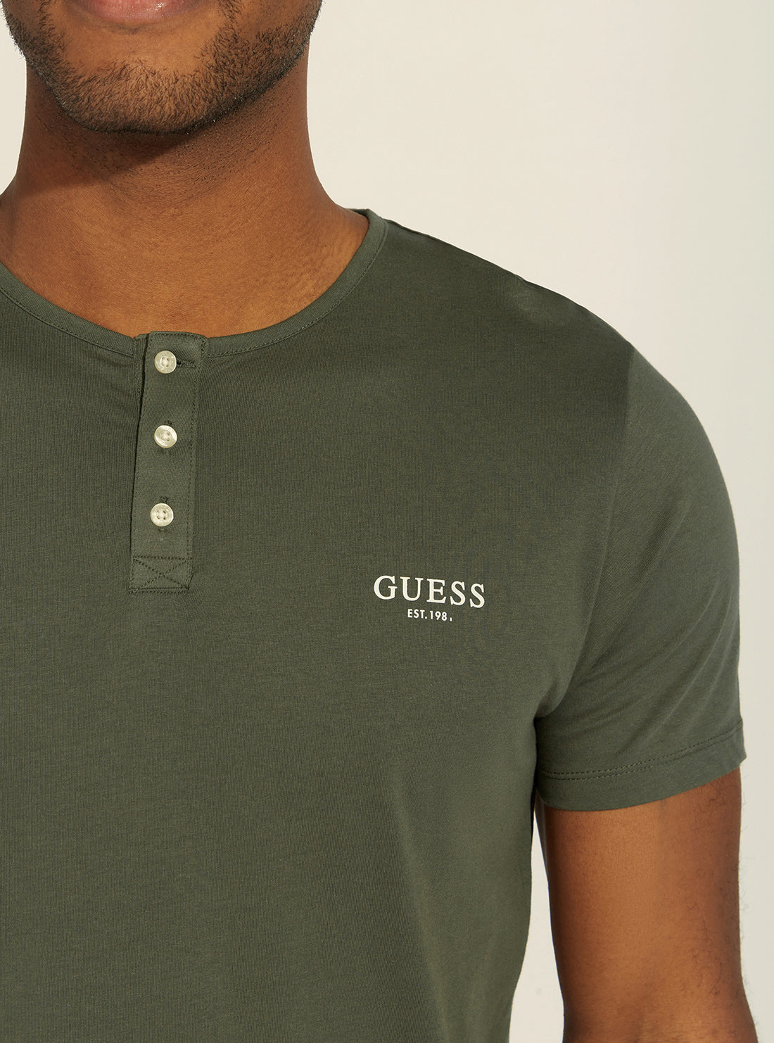 GUESS Mens Khaki Hibiscus Logo Pyjama 2-Piece Set U2GX00JR018 Logo View