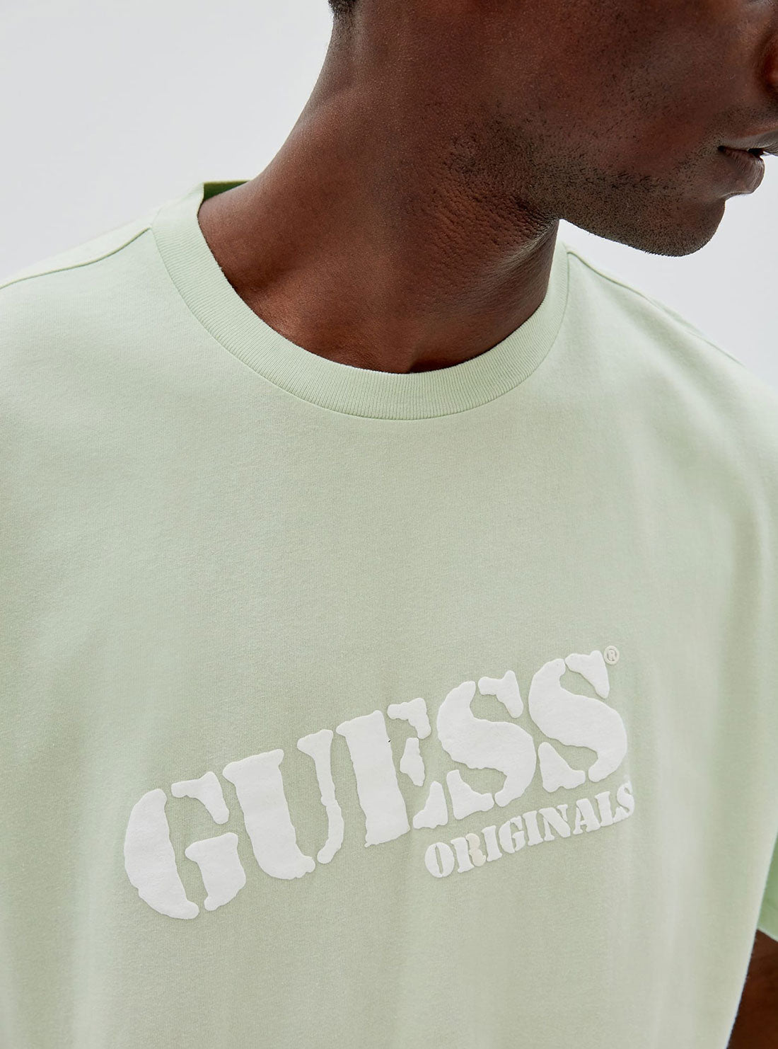 GUESS Mens GUESS Originals Soft Jade Green Lewis Logo T-Shirt M2GP02K9Y40 Detail View
