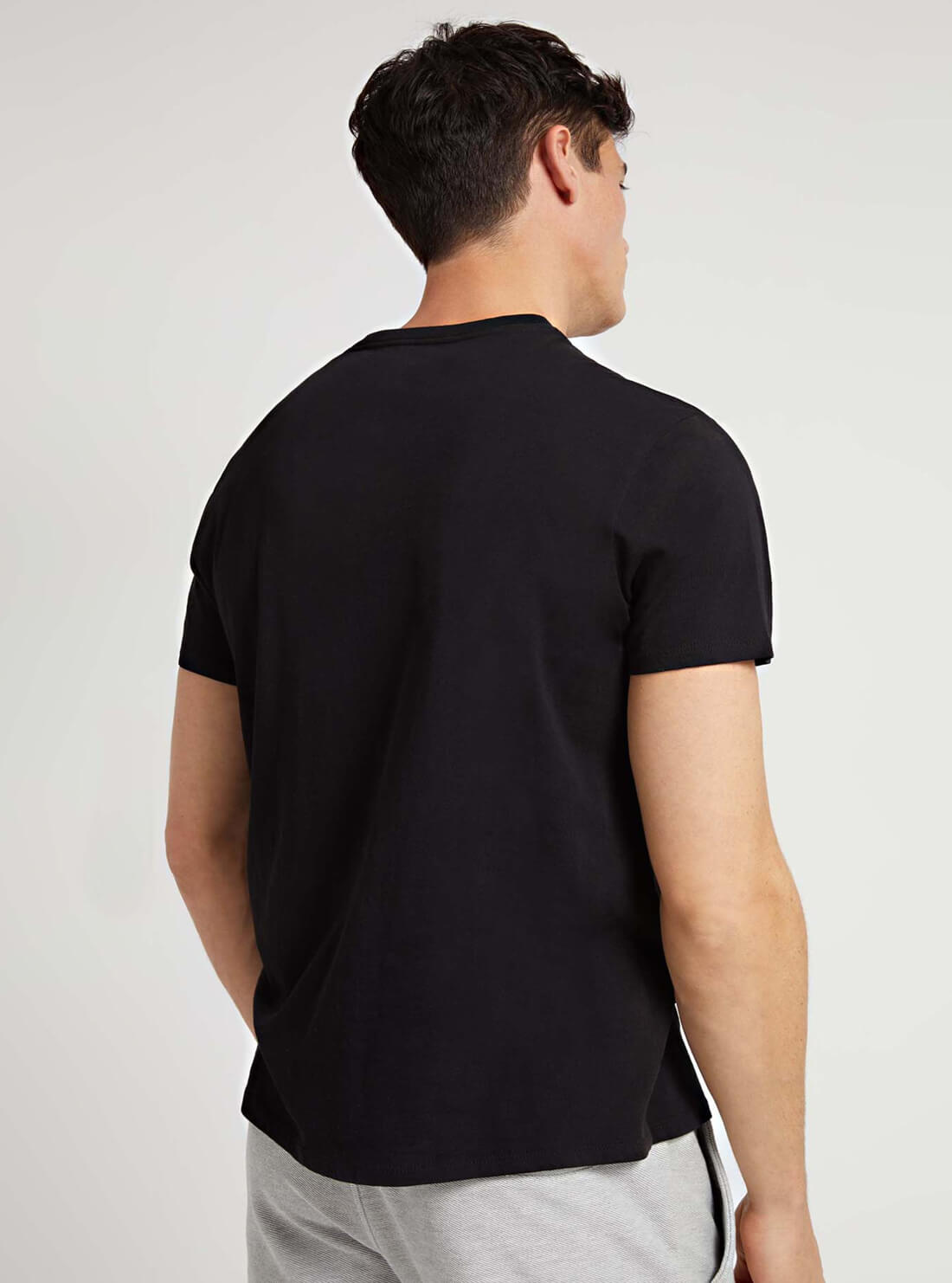 GUESS Mens Black Bold Font Logo T-Shirt MBRI25K9RM4 Back View