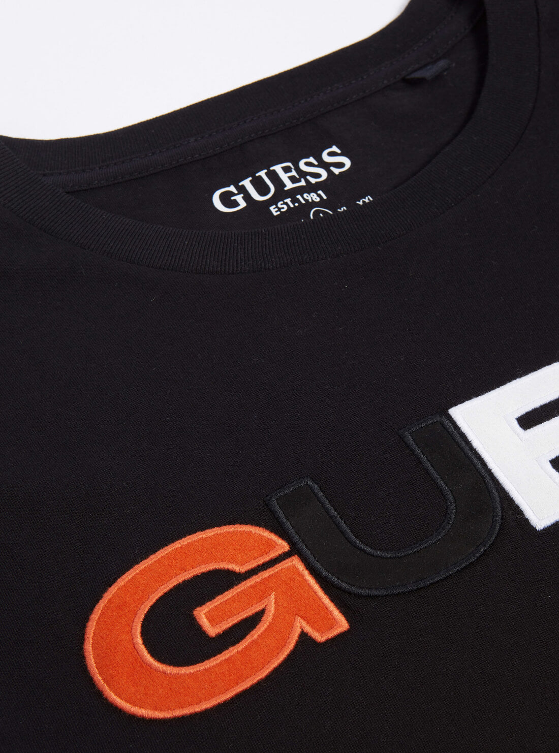 GUESS Mens Black Bold Font Logo T-Shirt MBRI25K9RM4 Detail View