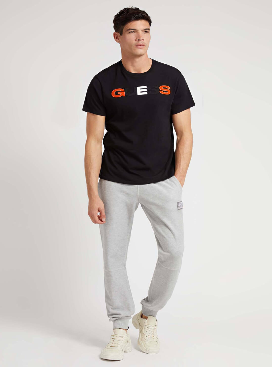 GUESS Mens Black Bold Font Logo T-Shirt MBRI25K9RM4 Full View