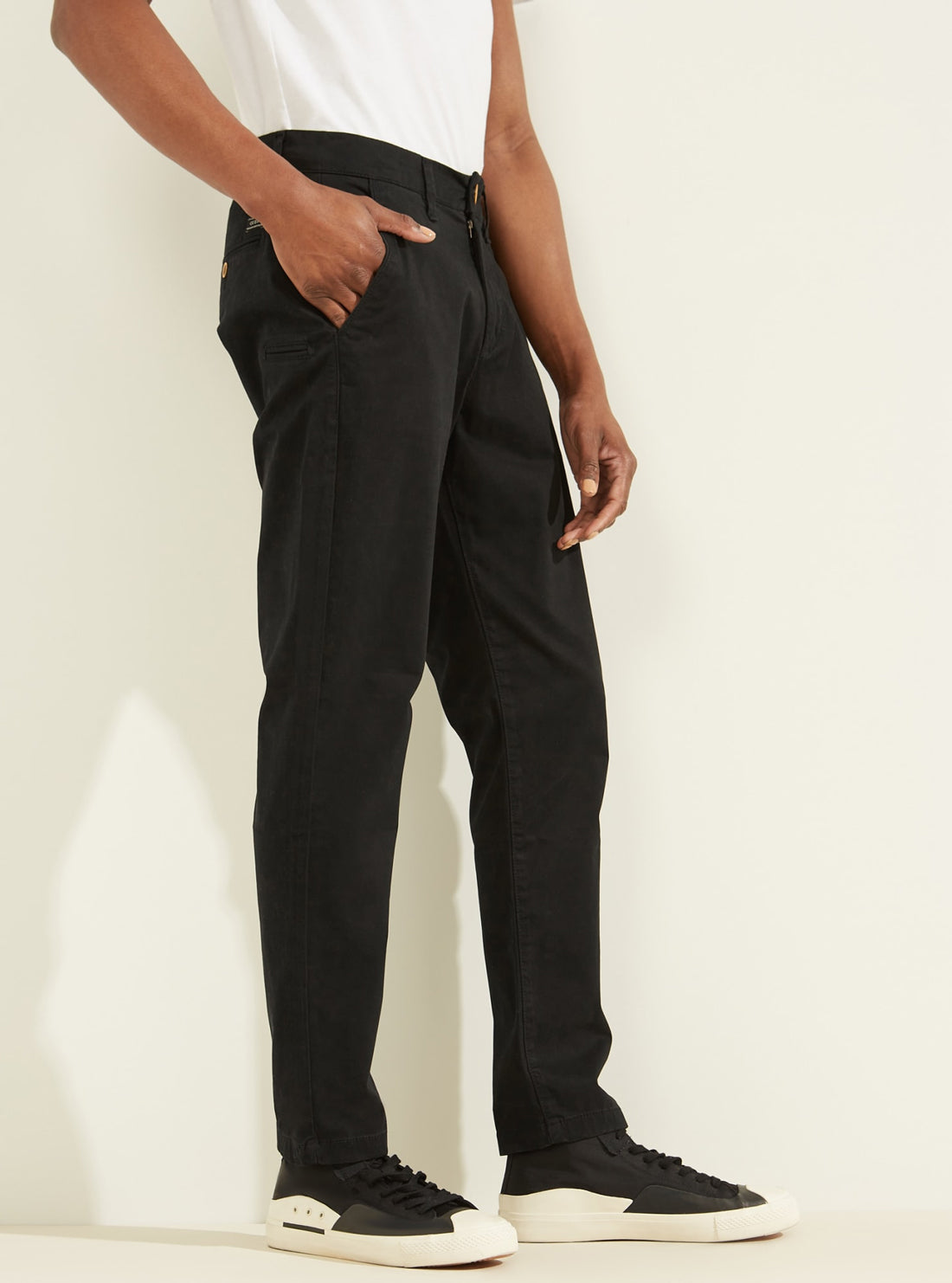 GUESS Mens Black Lucas Pants M1BB35WDD52 Side View