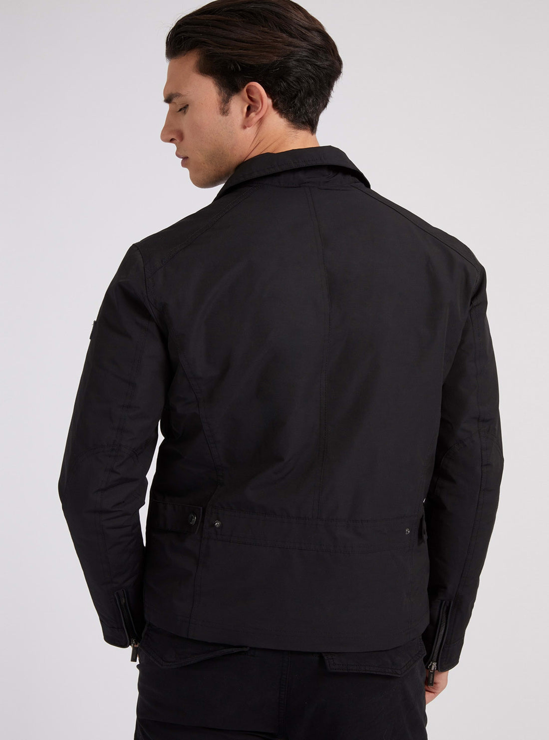GUESS Mens Jet Black Perfecto Jacket M2RL12WEDH0 Back View