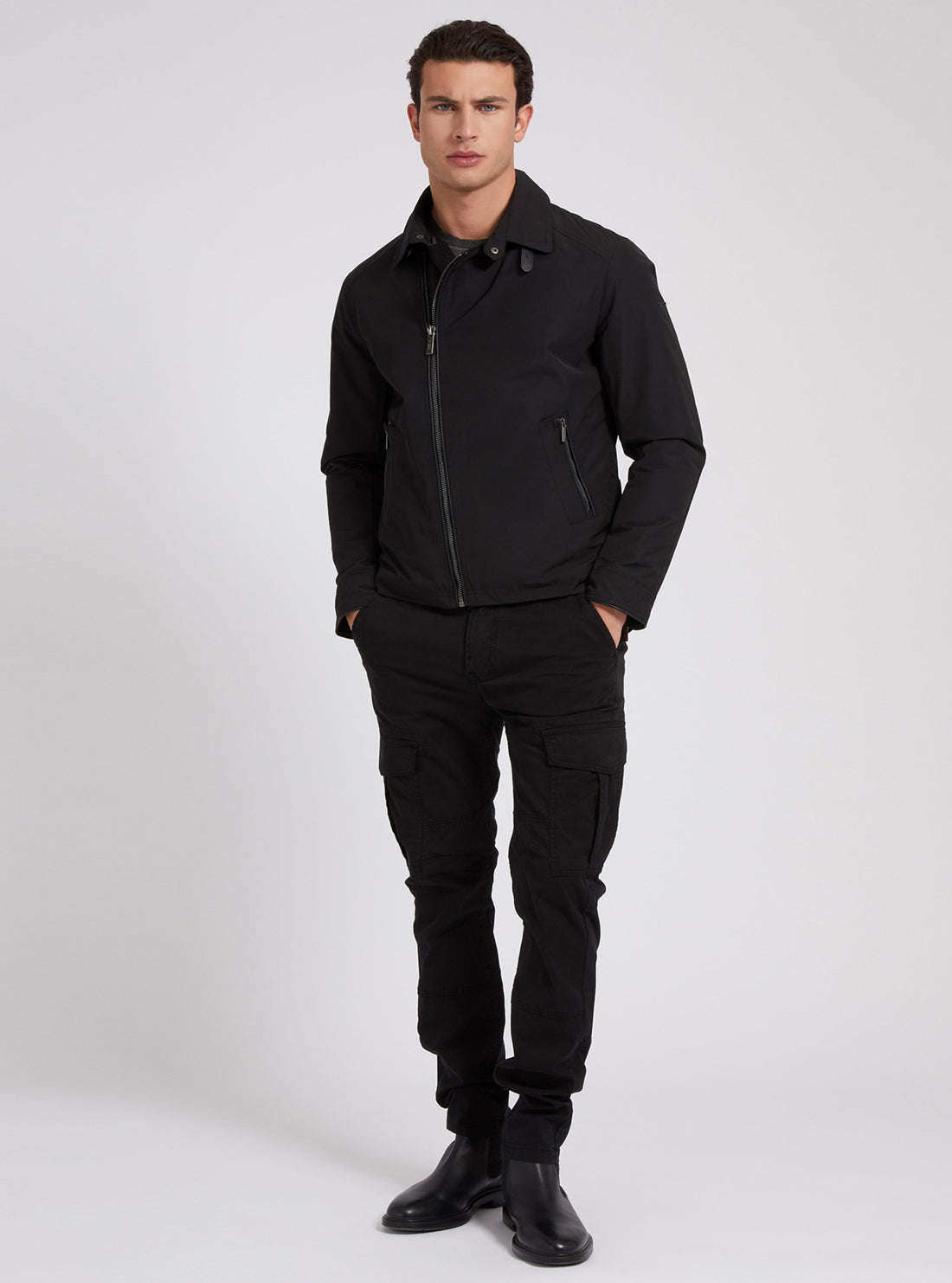 GUESS Mens Jet Black Perfecto Jacket M2RL12WEDH0 Full View