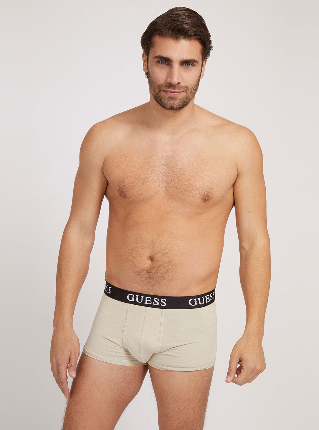 GUESS Mens Eco Black Beige Multi Logo Boxer Trunk 3-Pack Set U2RG05K6YW1 Beige View