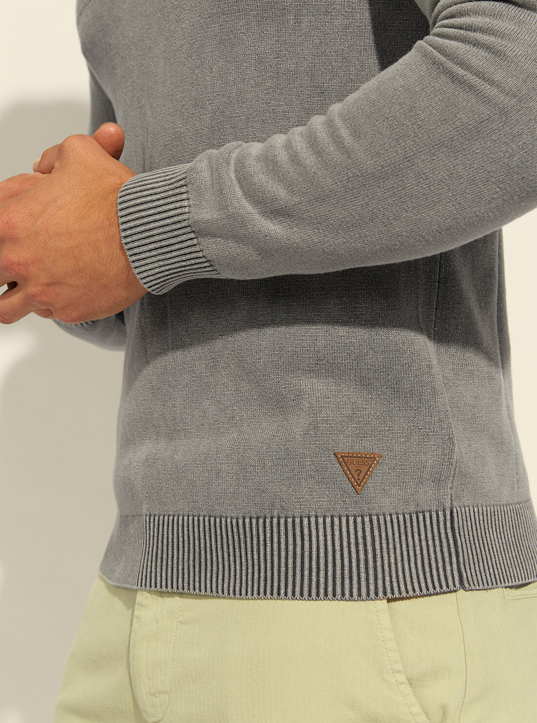 GUESS Mens Magnetic Grey Martin Washed Knit Top M2RR05Z2BB0 Model Detail View