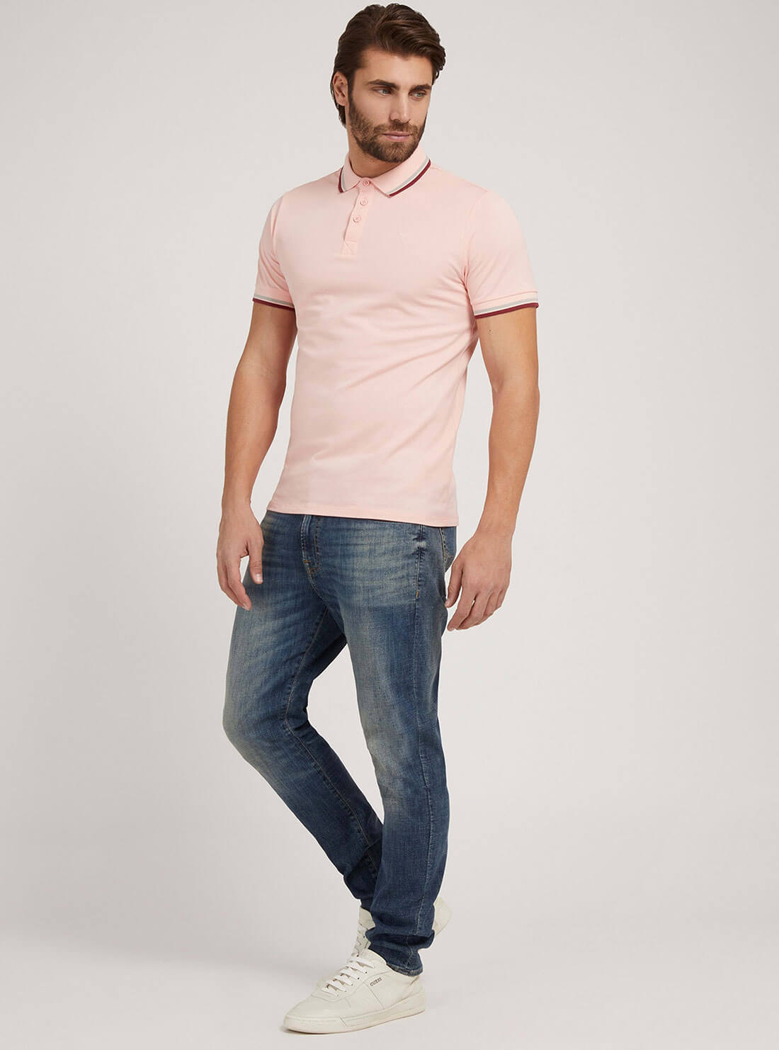 GUESS Mens Mid-Rise Regular Tapered Drake Denim Jeans in Reeno Wash M2GA37D4G23 Full View