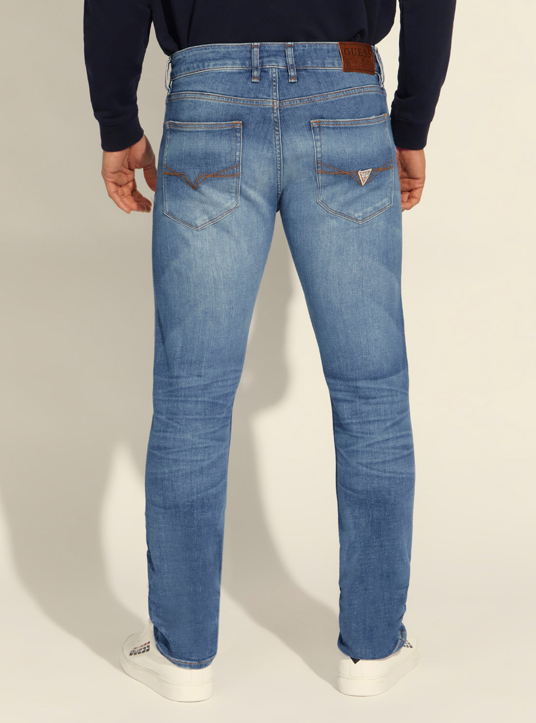GUESS Mens Mid-Rise Slim Tapered Denim Jeans in Mayport Wash M2RAS2D46AE Back View
