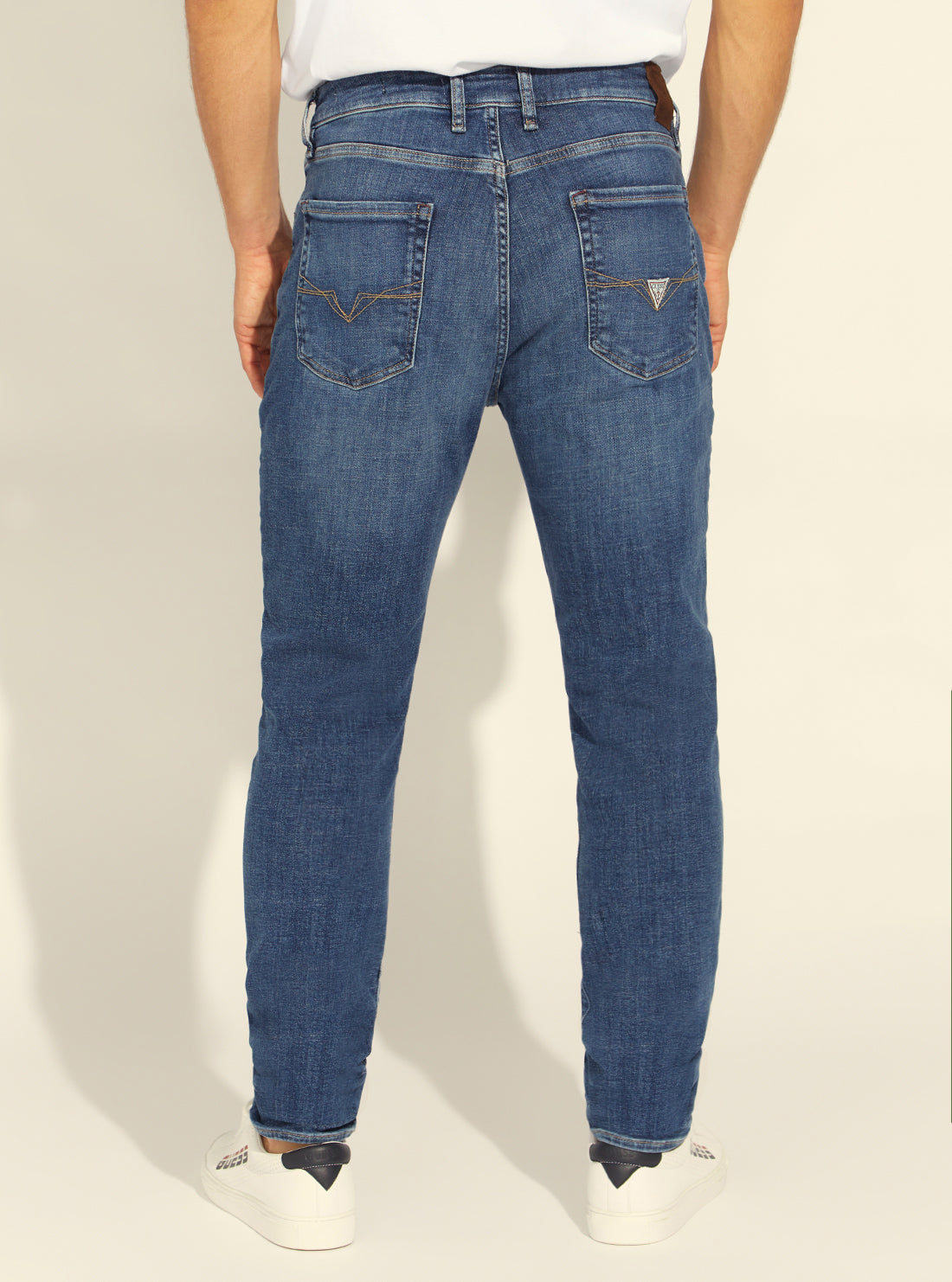 GUESS Mens Mid-Rise Slim Tapered Drake Denim Jeans in Everest Wash M1BA37D4HN2 Back View