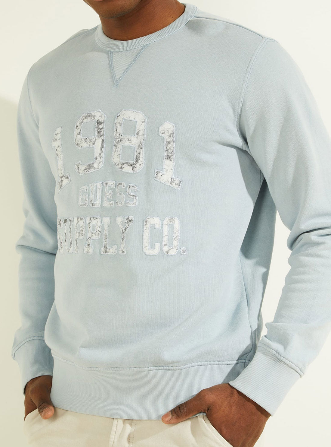 GUESS Mens Nimbus Blue Akori Fleece Jumper M2GQ13KB0Q0 Detail View