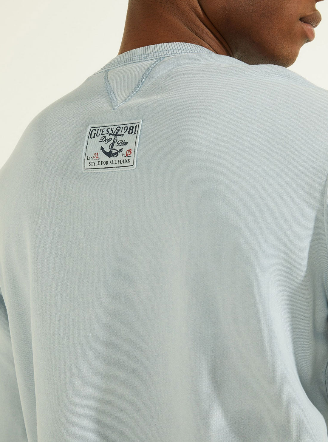 GUESS Mens Nimbus Blue Akori Fleece Jumper M2GQ13KB0Q0 Back Detail View