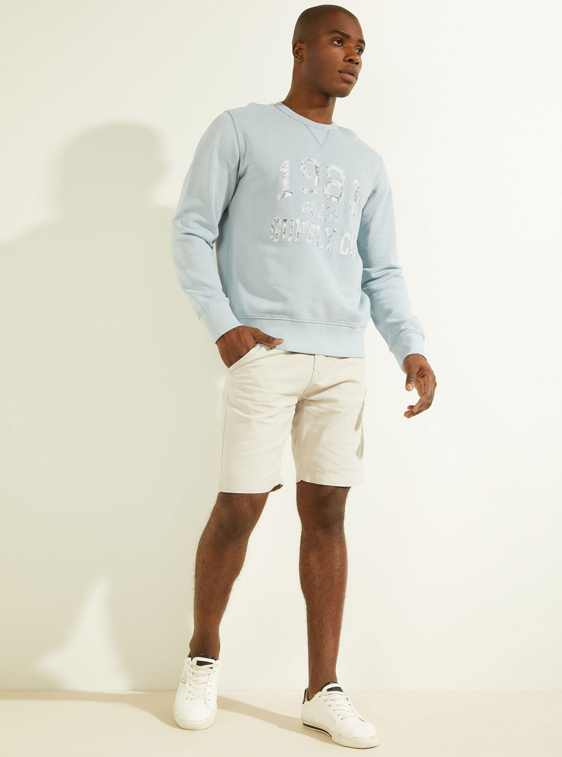 GUESS Mens Nimbus Blue Akori Fleece Jumper M2GQ13KB0Q0 Full  View