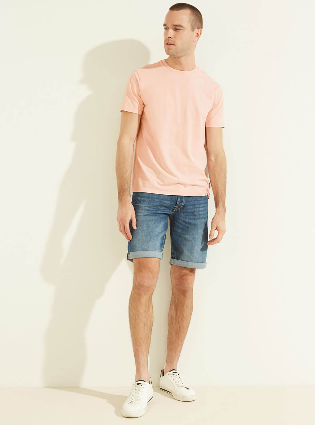 GUESS Mens Pale Sand Pink Eli Washed T-Shirt M2GP31K9Y10 Full View