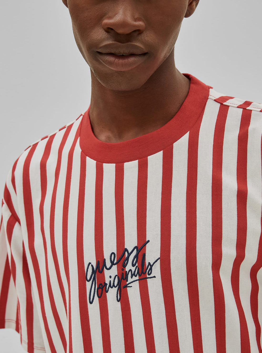 GUESS Mens GUESS Originals Aven Red Stripe T-shirt M1RP01K9Y40 Detail View