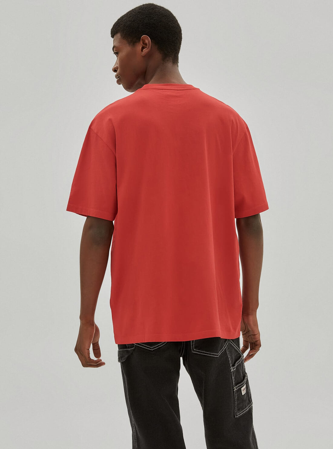 GUESS Mens Guess Originals Red Grid Logo T-Shirt M1RI00K9Y40 Back View