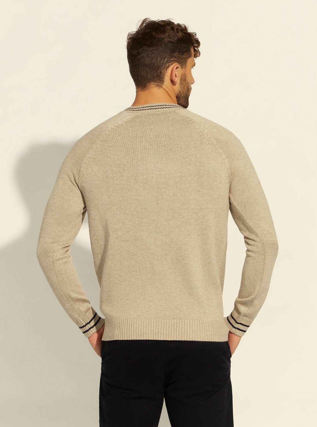 GUESS Mens Sand Beige Manny College Jumper M2RR01Z2UZ1 Back View