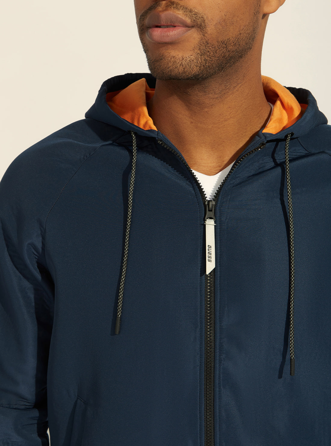 GUESS Mens  Blue Lucas Active Hoodie Z2GQ23KL040 Detail View