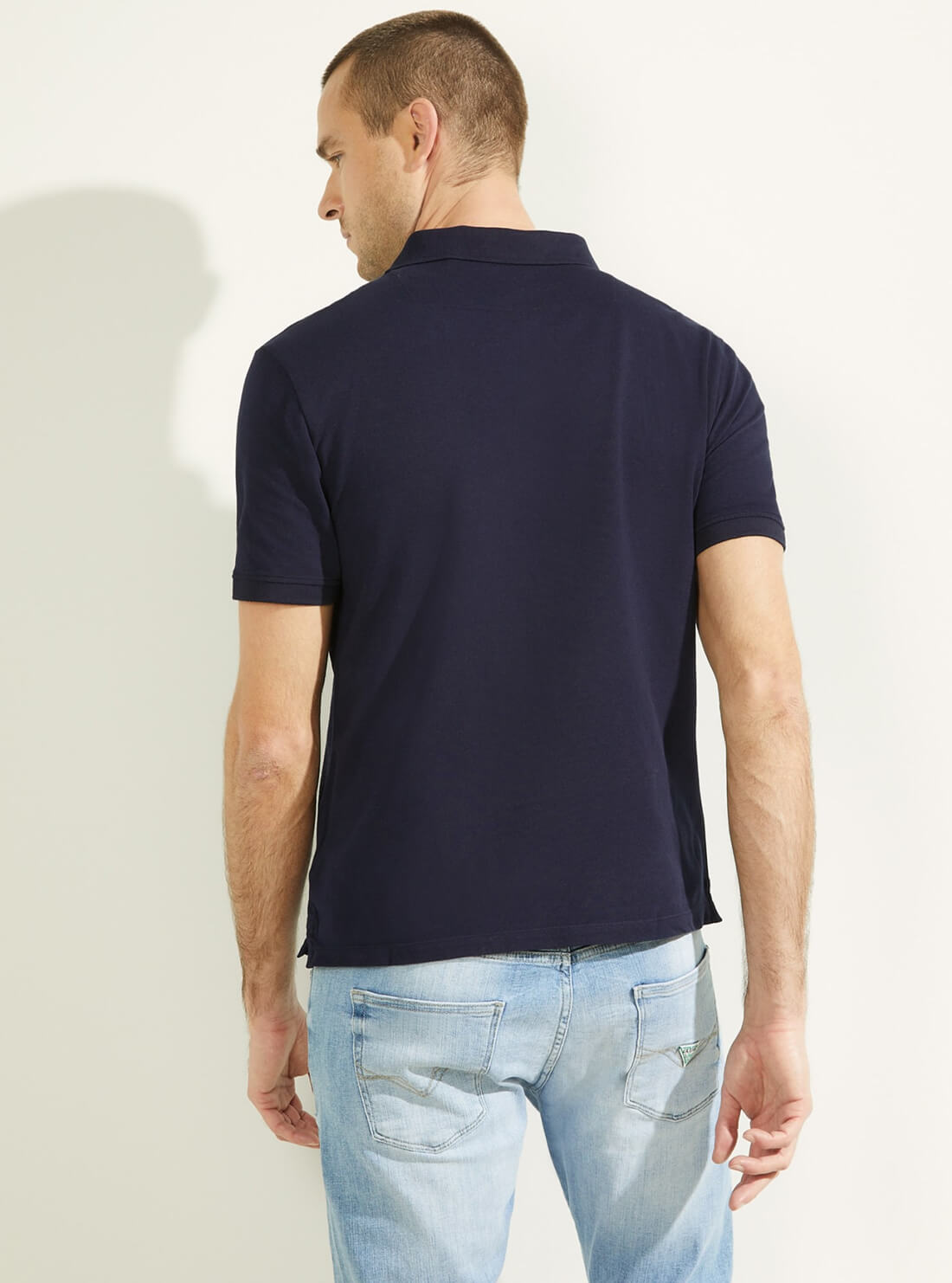 GUESS Mens Smart Blue Washed Polo M1BP01K9WF1 Back View