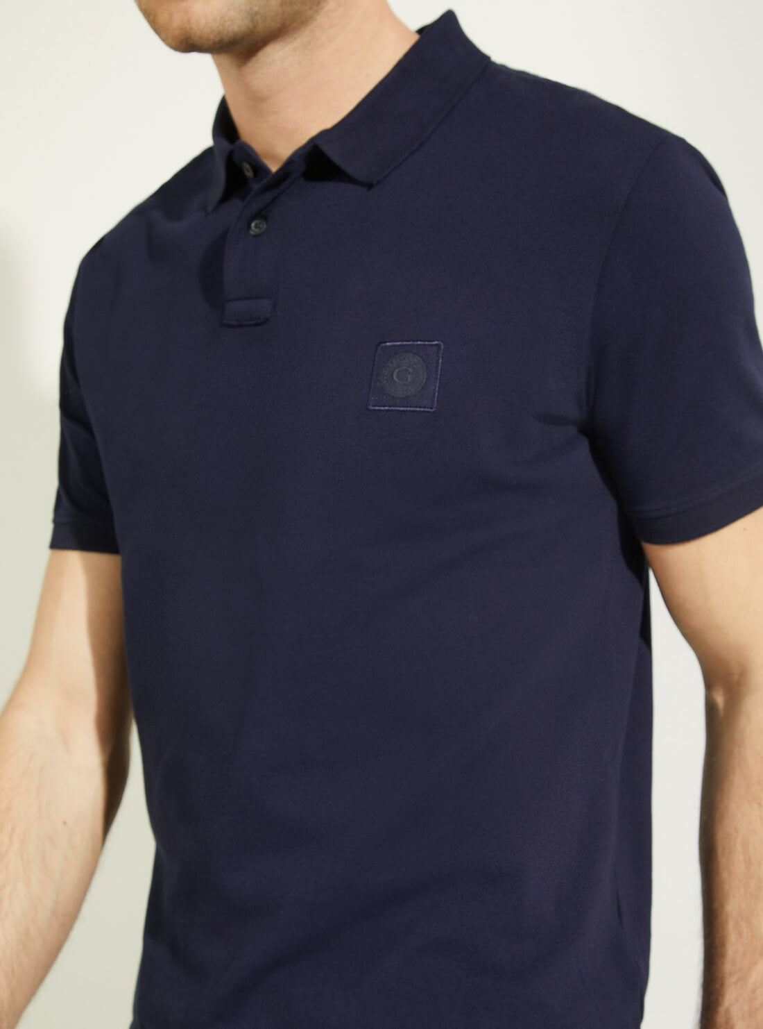 GUESS Mens Smart Blue Washed Polo M1BP01K9WF1 Detail View