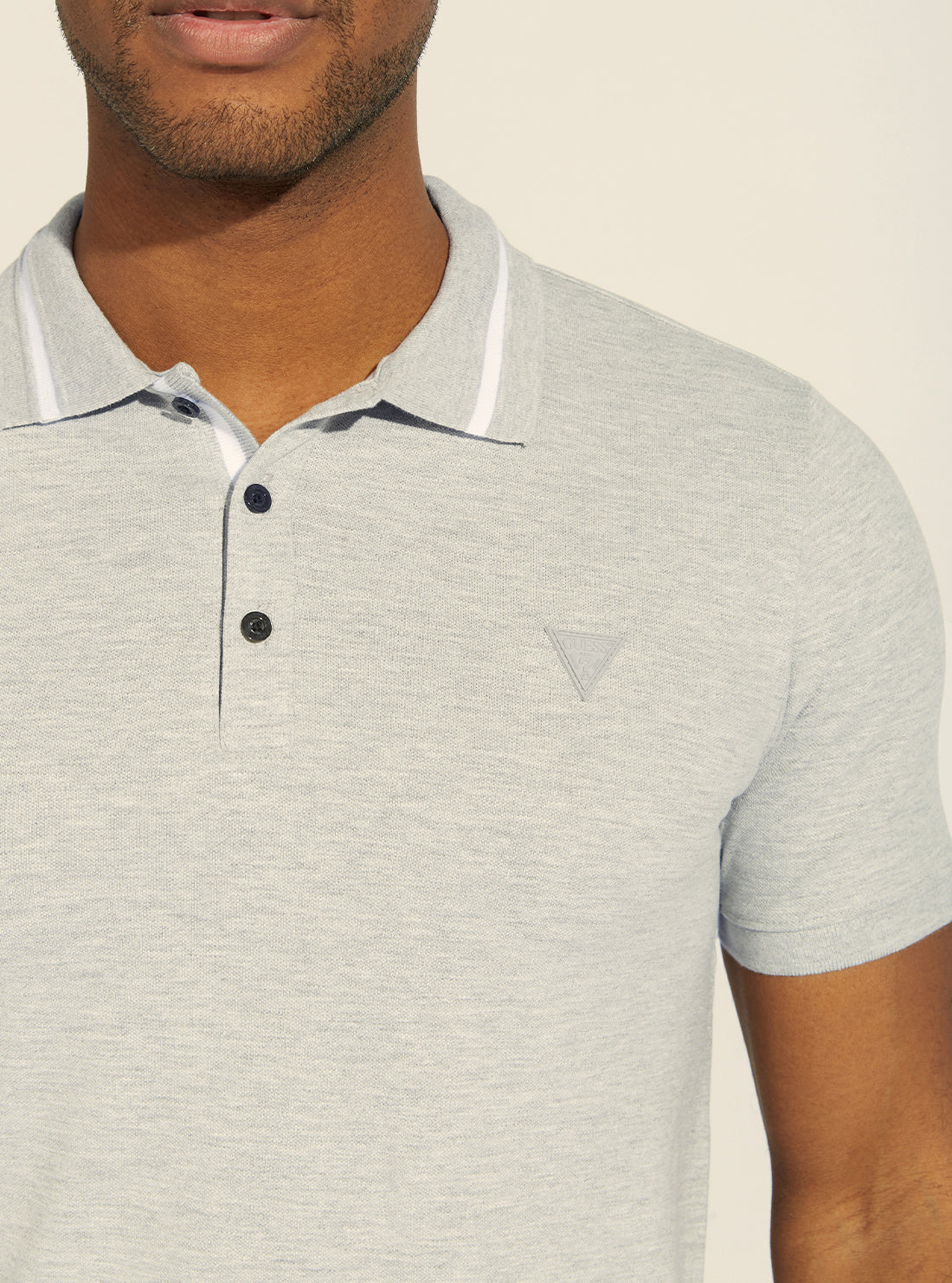 GUESS Mens Eco Grey Lyle Polo T-Shirt M2RP60K7O61 Detail View