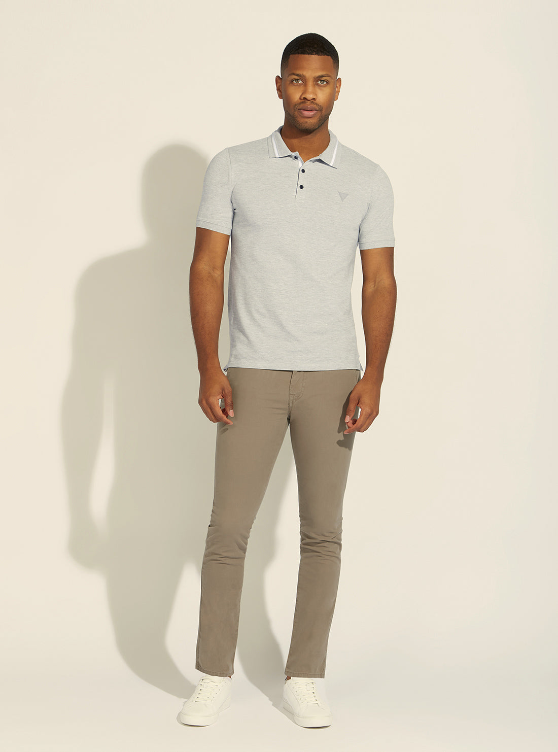 GUESS Mens Eco Grey Lyle Polo T-Shirt M2RP60K7O61 Full View