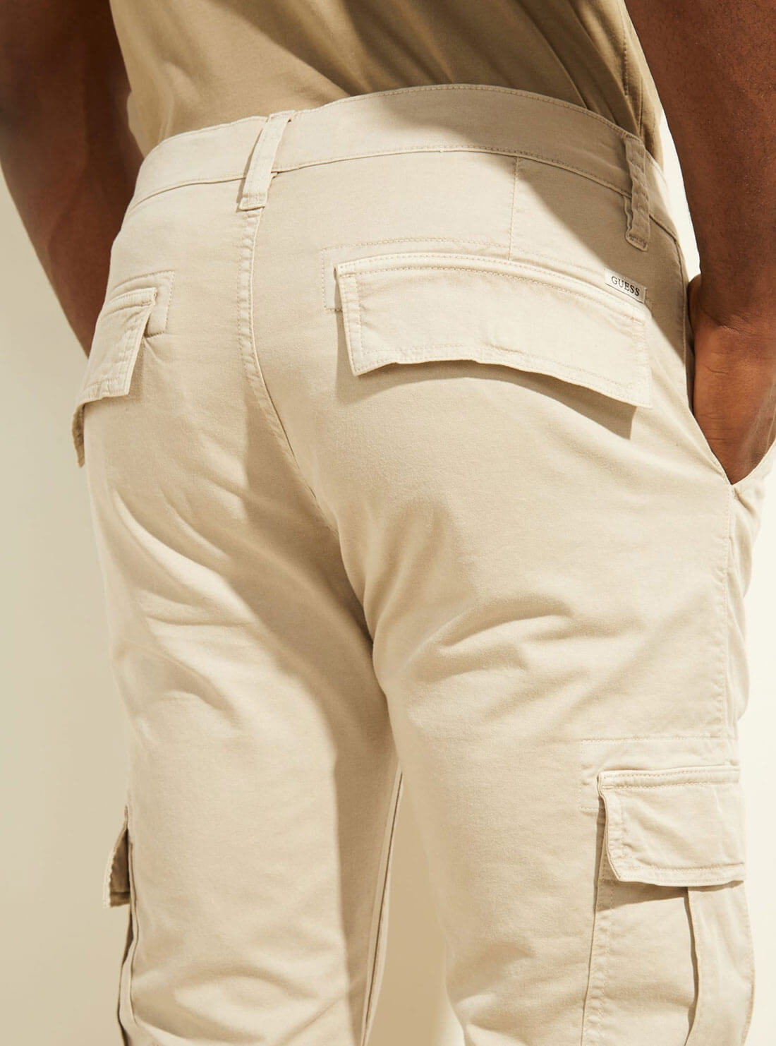 GUESS Mens Stone Cream Londa Classic Cargo Pants M2GB27WCNZ0 Detail View