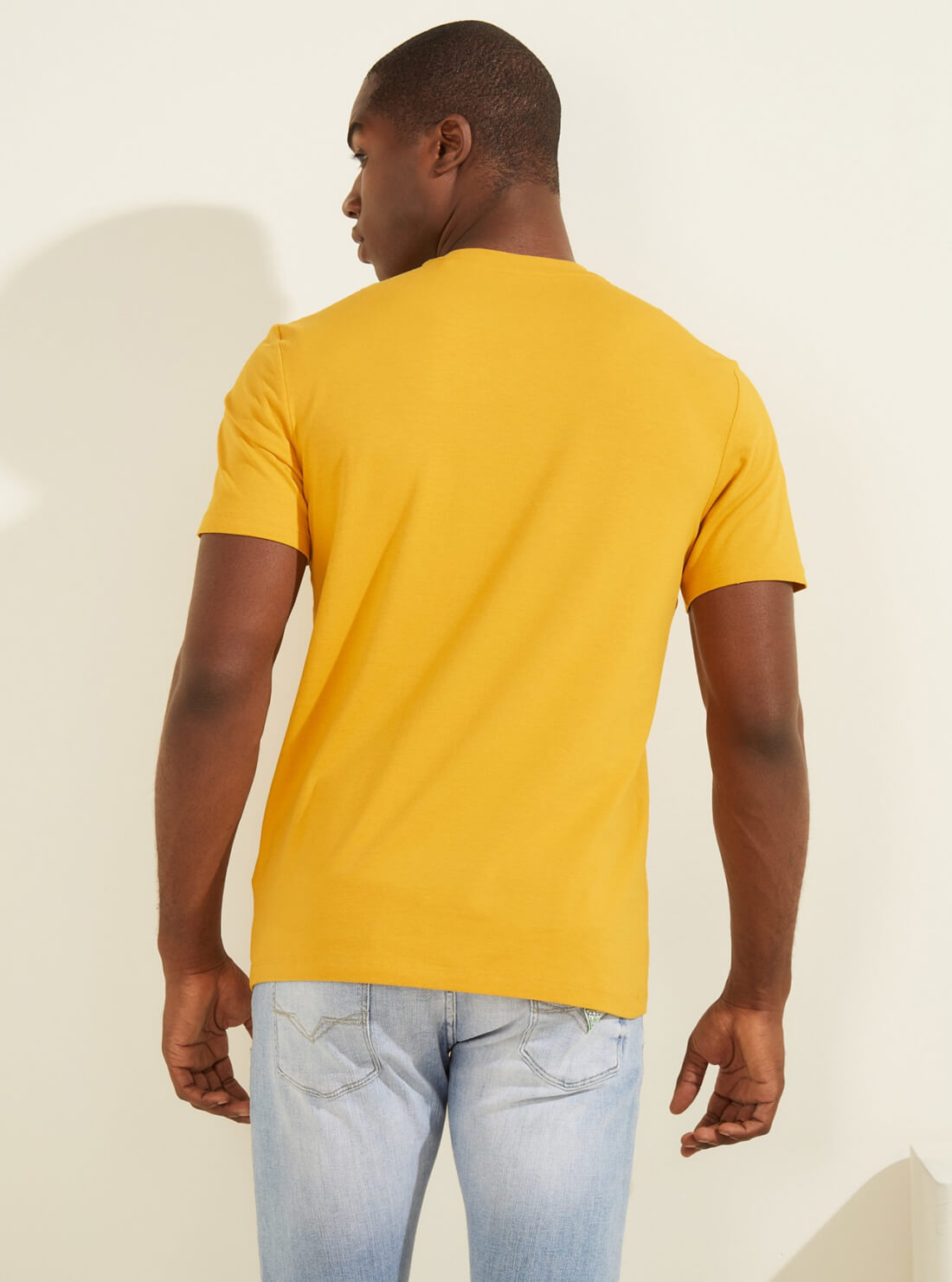 GUESS Mens  Eco Yellow Hedley Active T-Shirt Z2RI11JR06K Back View