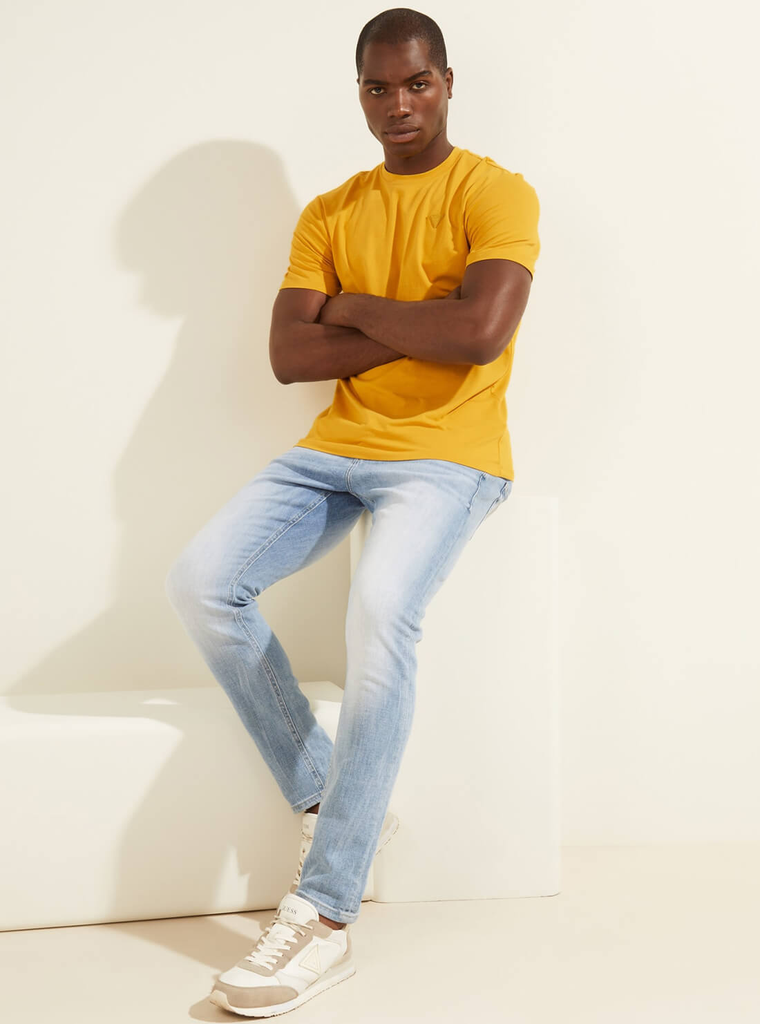 GUESS Mens  Eco Yellow Hedley Active T-Shirt Z2RI11JR06K Full View