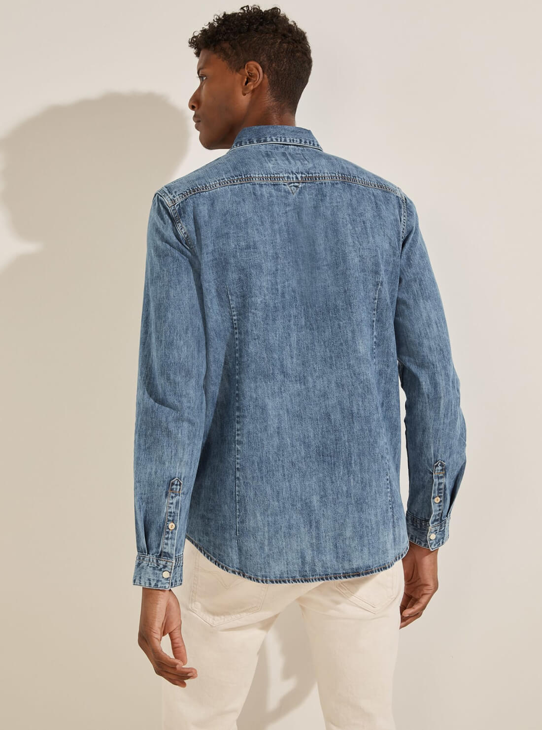 GUESS Mens Eco Utah Blue Truckee Denim Shirt M2RH02D14LA Back View