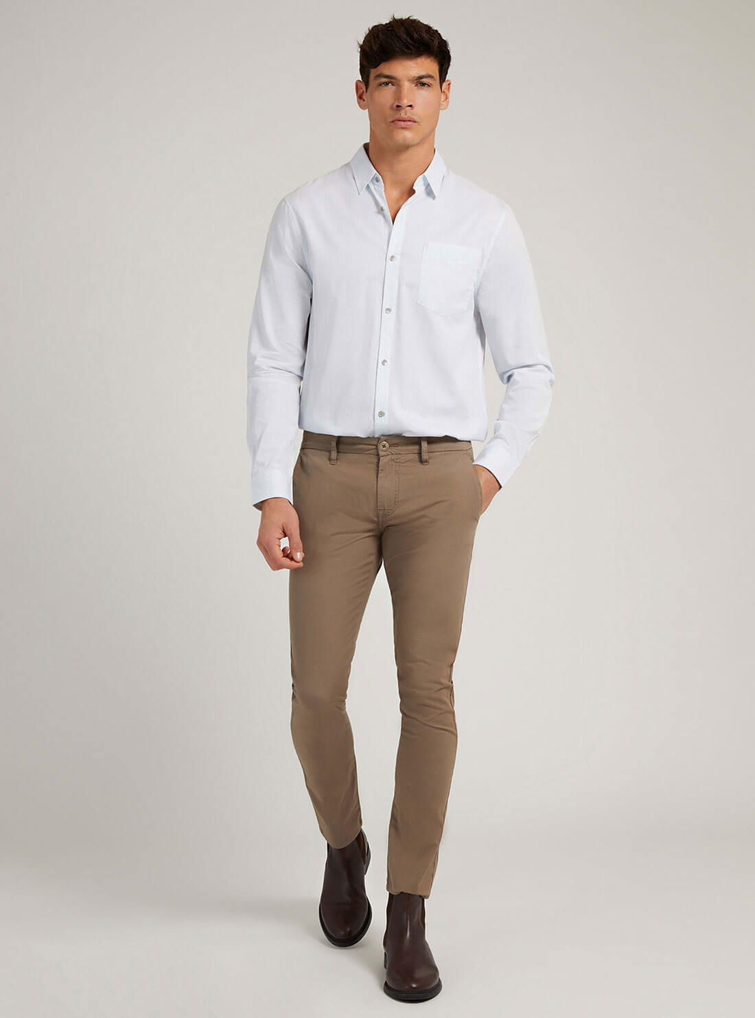 GUESS Mens Walnut Brown Daniel Skinny Fit Pants M2GB29WEI53 Full View