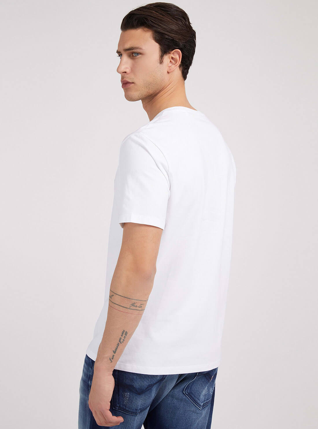 GUESS Mens Eco White Orwell Logo T-Shirt M2GI09J1311 Back View