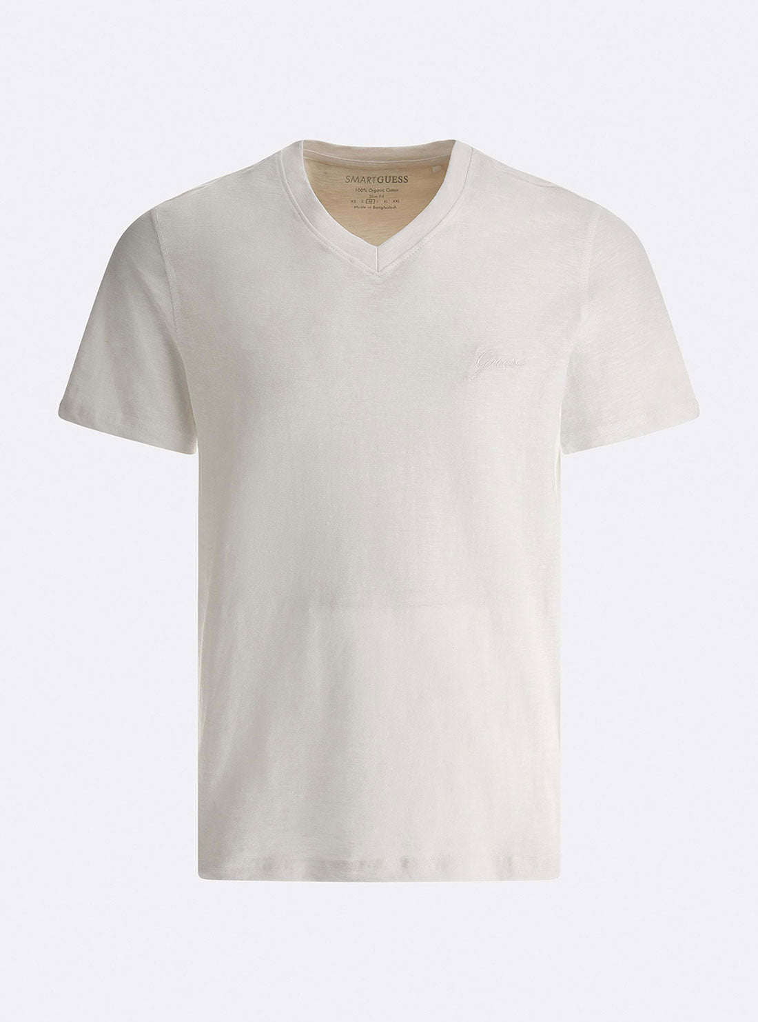 GUESS Mens Eco White Relat V-Neck T-Shirt M2GI20K6XN1 Ghost Front View